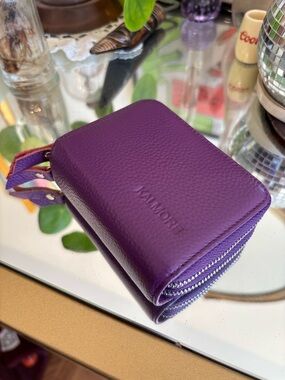 Kalmore Purple Wallet/Card Holder with 2 zippered sections RFID secure